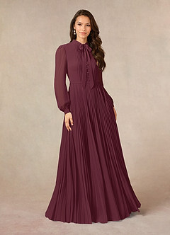 Azazie Adellah vestidos de madre de la novia Vestido de Cabernet de Gasa de Corte En A con Plisado image1