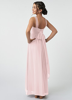Azazie Kora Vestido de Rosa Rubor de Gasa/ Chiffon de Acampanado con Plisado image4