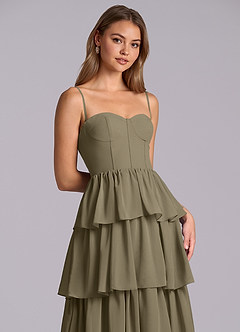 Azazie Faye Bridesmaid Dresses Willow Green A-Line Sweetheart Neckline Chiffon Dress image2
