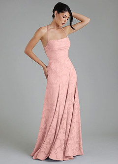 Azazie Tatum Bridesmaid Dresses Powder Pink A-Line Corset Floral Burnout Dress image6
