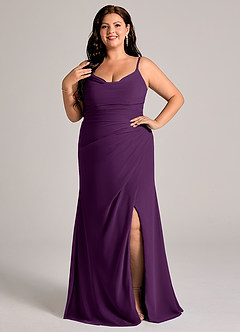 Azazie Deandra Bridesmaid Dresses Grape Mermaid Pleated Chiffon Dress image7