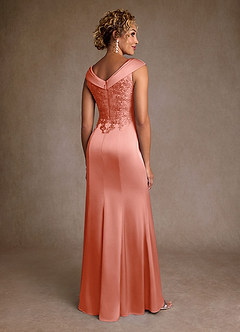 Azazie Santa Monica Mother of the Bride Dresses Coral A-Line Lace Dress image2