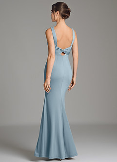 Azazie Gwen Bridesmaid Dresses Dusty Blue Mermaid Pleated Premium Stretch Jersey Dress image2