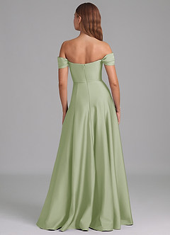 Azazie Seriana Bridesmaid Dresses Dusty Sage A-Line Off the Shoulder Stretch Satin Convertible Dress image5
