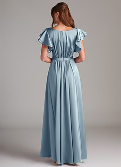 Azazie Daphne Modest Bridesmaid Dresses A-Line Ruched Stretch Satin Floor-Length Dress image6