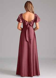 Azazie Fatima Robes de demoiselle d'honneur Robe Trapèze en Satin extensible Plissée Rose Du Désert image6