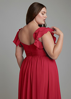 Azazie Anaya Abiti da Damigella Abito A-Line in Chiffon Scollo a Cuore Scarlatto image9