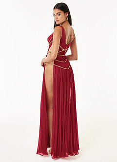 Simona Cherry Red Chain Maxi Dress image3