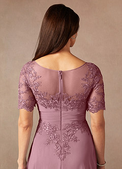Azazie Raissa Mother of the Bride Dresses Vintage Mauve A-Line Lace Chiffon Dress image8