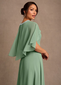 Azazie Winnifred Suknie dla Matki Panny Młodej Linia A Zroszony Szyfon Długość podłogi Sukienka image5