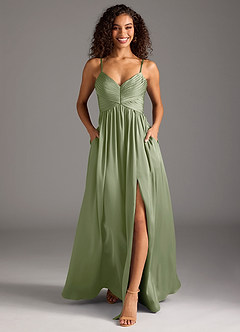 Azazie Alia Robes à essayer chez vous Robe Trapèze en Satin extensible Plissé Noir image5