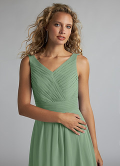 Azazie Grace Bridesmaid Dresses Matcha A-Line Pleated Chiffon Dress image5