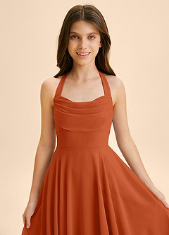 Azazie Kady Junior Burnt Orange A-Line Sweetheart Neckline Chiffon Dress image4