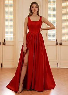 Blakellya Red A-line Boned Corset Prom Dress image1