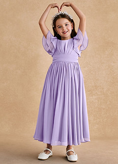 Azazie Ali Final Sale Agave A-Line Pleated Chiffon Dress image3