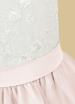 Azazie Vetty Flower Girl Dresses Ivory Rose Petal A-Line Lace Tulle Dress image11