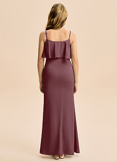 Azazie Galene Junior Syrena Satyna elastyczna Długość podłogi Młodsza druhna Sukienka image2