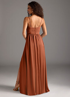 Azazie Alia Bridesmaid Dresses Cedar Rose A-Line Pleated Stretch Satin Dress image4