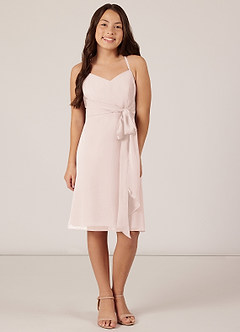 Azazie Doll Junior Rose Petal A-Line Bow Chiffon Dress image1