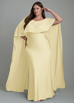 Azazie Stefania Bridesmaid Dresses Lemon Sorbet A-Line Stretch Satin Dress image1