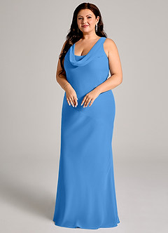 Azazie Rylina Bridesmaid Dresses Blue Jay Mermaid Pleated Chiffon Dress image9