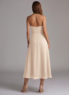 Azazie Wren Bridesmaid Dresses White Alabaster A-Line Strapless Chiffon Dress image2