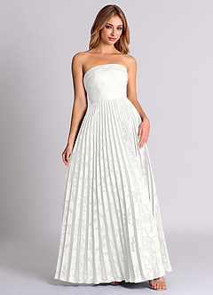 Azazie Mariana Bridesmaid Dresses White A-Line Strapless Floral Burnout Convertible Dress image5