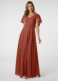 Azazie Jamie Bridesmaid Dresses Auburn A-Line Chiffon Dress image1