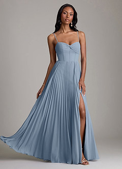 Azazie Akiko 신부 들러리 드레스 A라인 스윗하트 네크라인 쉬폰 바닥 길이 드레스 image1