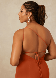 Christian Siriano Bridal for Azazie 1003 Bridesmaid Dresses Burnt Orange Sheath One Shoulder Chiffon Dress image16
