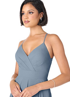 Azazie Avelina Bridesmaid Dresses Twilight A-Line V-Neck Pleated Chiffon Dress image4