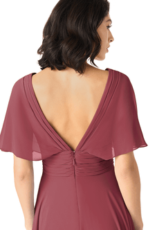 Azazie Pamela Jurken voor bruidsmeisjes Jurk van Chiffon met A-Lijn V-hals geplooid Merlot image5