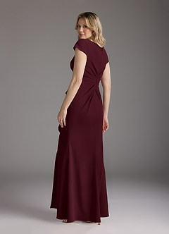 Azazie Tana Mother of the Bride Dresses Cabernet Mermaid V-Neck Pleated Stretch Crepe Dress image2