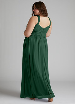 Azazie Hillian Bridesmaid Dresses Dark Green A-Line Halter Pleated Mesh Dress image12