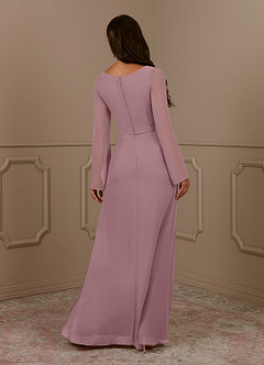 Azazie Belinda Mother of the Bride Dresses Dusty Rose A-Line V-Neck Pleated Chiffon Dress image2