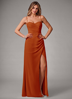 Azazie Haisley Jurken voor bruidsmeisjes Converteerbaar Jurk van Chiffon met Kolom Off the Shoulder Paprika image1