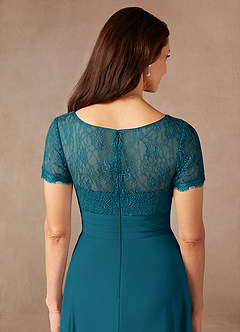 Azazie Polly Final Sale Agave A-Line Lace Chiffon Dress image9