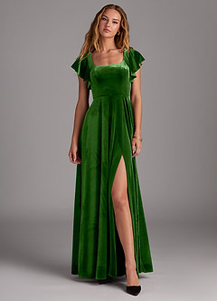 Azazie Bondi Bridesmaid Dresses Ivy A-Line Side Slit Velvet Dress image1