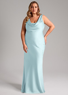 Azazie Rylina Bridesmaid Dresses Cloud Blue Mermaid Stretch Satin Dress image7