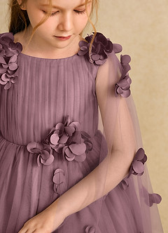 Azazie Staria Robe Demoiselle D'honneur Fillette Robe Princesse en Tulle Rayé Mauve Vintage image10