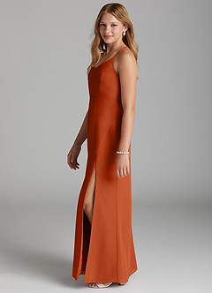 Azazie Becca Junior Robe Sirène en Mousseline de soie Orange Brûlée image6