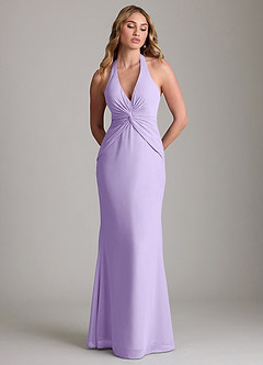 Azazie Valerie Bridesmaid Dresses Lilac Mermaid Pleated Chiffon Dress image3