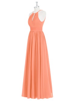 Azazie Cherish Bridesmaid Dresses Sunset A-Line Pleated Chiffon Dress image8