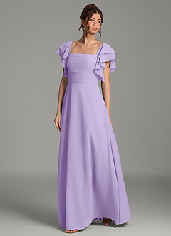 Azazie Dacia Bridesmaid Dresses Lilac A-Line Ruched Chiffon Dress image4