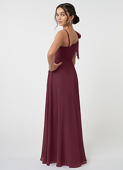 Azazie Aidy Junior Robe Trapèze en Mousseline de soie Arc Cabernet image4