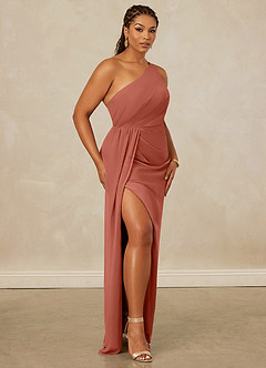 Christian Siriano Bridal for Azazie 1003 Bridesmaid Dresses Clay Sheath One Shoulder Chiffon Dress image12