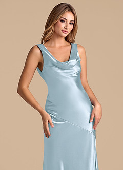 Azazie Rylina 신부 들러리 드레스 인어 메탈릭 새틴 바닥 길이 드레스 image7