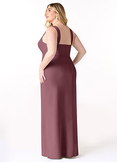 Azazie Denice Robes de demoiselle d'honneur Robe Fourreau en Mousseline de soie Plissé Sangria image12