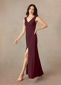 Azazie Andi Mother of the Bride Dresses A-Line Pleated Mesh Floor-Length Dress image2
