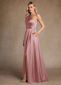 Azazie Easton Klänningar till brudens mor Klänning A-Line i Stretch Satin One-shoulder Dammig Ros image2
